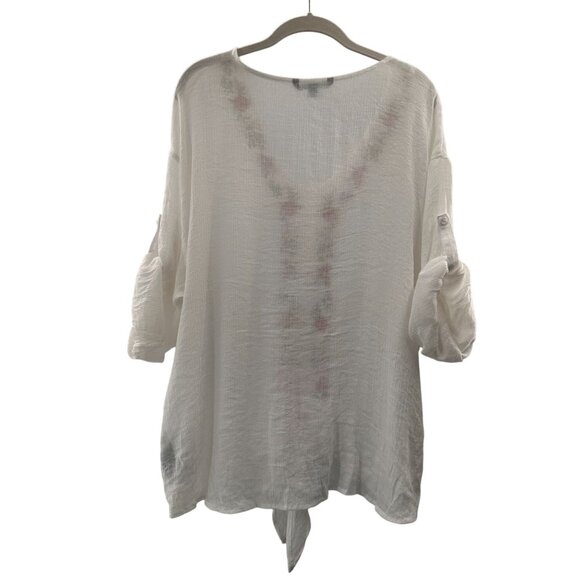 Zac & Rachel White Blouse with Floral Embroidery - Picture 7 of 9